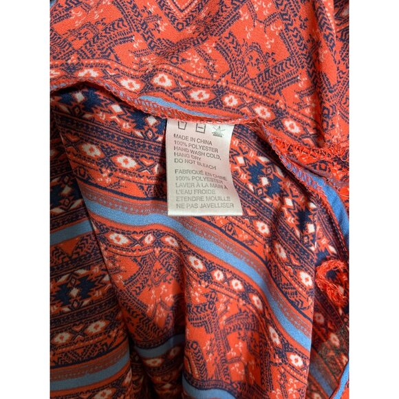 Paper Crane Sleeveless Tank Blouse Medium Red Blue Boho Festival Style - Picture 9 of 12